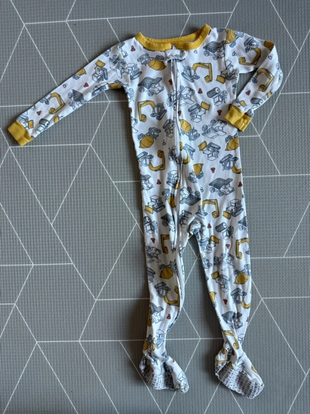 Carters|Baby boy/toddler footie pajamas,novelty Construction Print-White/Yellow